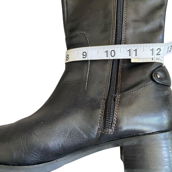 Etienne Aigner Equestrian Riding Boots 7.5M/37.5 Black Brown Leather Knee High - Picture 9 of 10